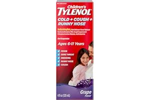 Children's Tylenol Cold + Cough + Runny Nose, Acetaminophen, Pain & Fever Relief, Chlorpheniramine Maleate, Antihistamine, Dextromethorphan HBr, Cough Suppressant; Grape liquid, 4 fl. oz.; Pack of 1