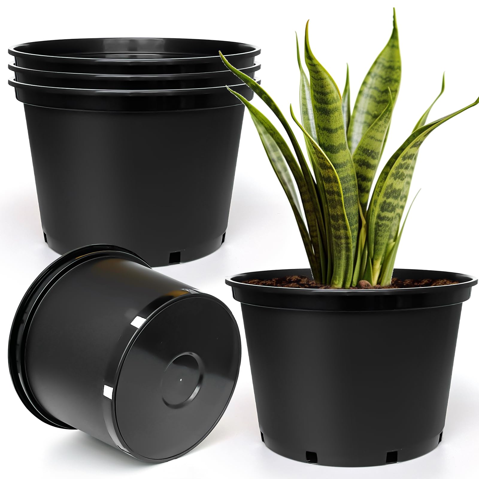 RooTrimmer 7 Gallon Plastic Nursery Pots, 15 Inch Round Plant Pots with ...