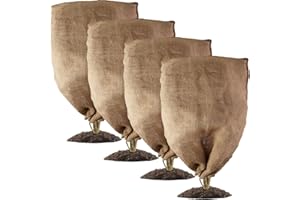 4 Pcs 40x24in Winter Burlap Plant Cover Bag with Twine for Outdoor Garden Trees Potted Shrubs Plants Frost Cloth for Garden(4