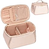 OCHEAL Large Makeup Bag, Makeup Bag Organizer Cosmetic Bags for Women Travel Travel Toiletry Bag Make Up Bag with Divider and Handle for Cosmetics Toiletries Brushes Tools Storage -Rose Gold