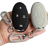 TANDRIVE Key Fob Cover for Hyundai 2026 2025 2024 Tucson Elantra Santa Fe Kona Sonata IONIQ, 4 5 7-Button, Silicone, 2-Pack, Black and Gray