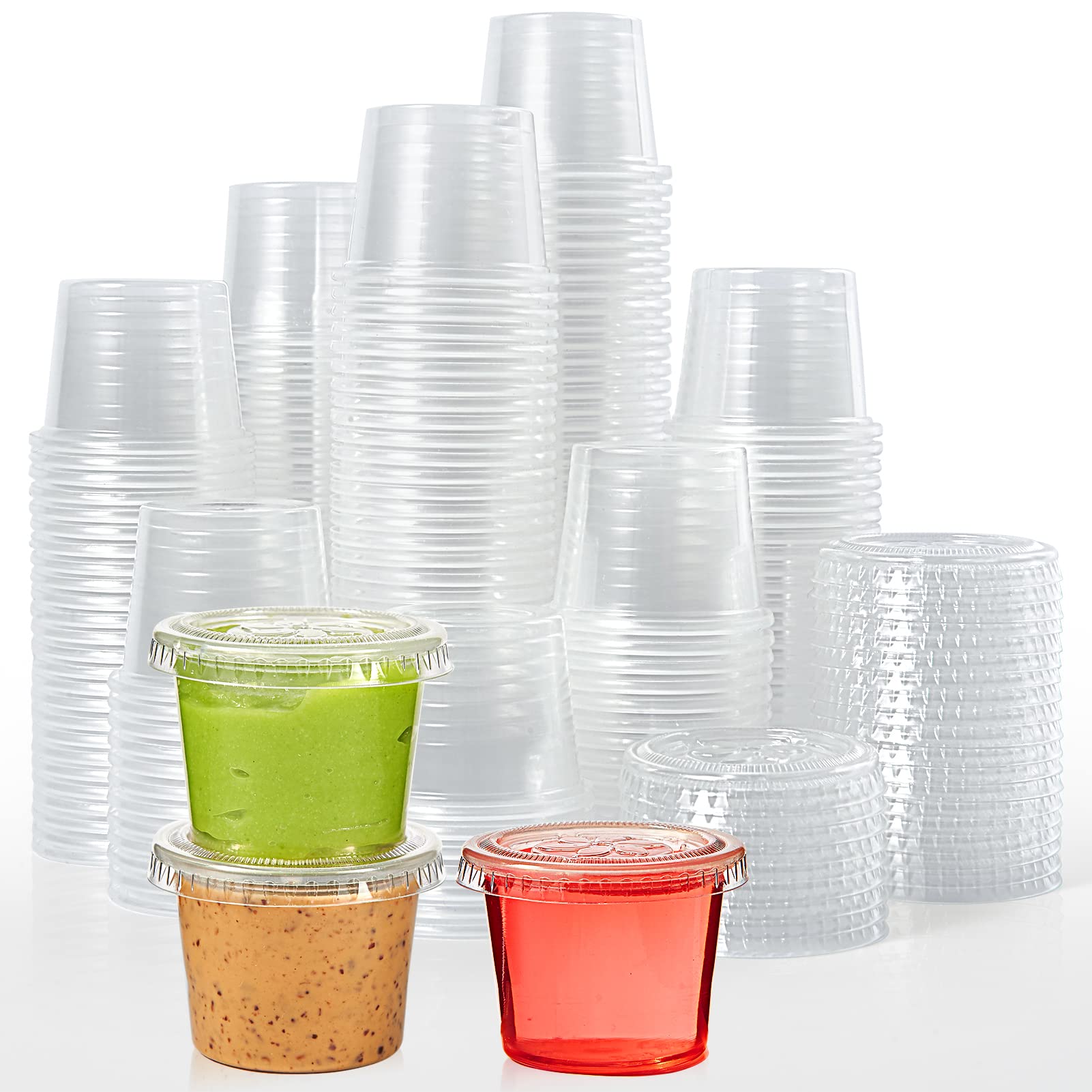 thumbnail interactive-video image 1 of 400 Clear Plastic Portion Cups With Lids – 3.25 Oz Condiment Containers (Made In USA) 1 of 4