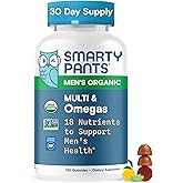SmartyPants Multivitamin for Men, Organic Gummies: Methylfolate, Omega 3 (ALA), Vitamin D3, C, Vitamin B12, B6, A, K & Zinc for Immune Support, Biotin, Vegetarian, 120 Gummies (30 Day Supply)