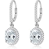 Ferkerylu Princess Cut Sterling Silver Hoop Earrings, Lab Simulation Diamond 5A Cubic Zirconia Sterling Silver Platinum Plated Earrings for Women Wedding Birthday Jewerly Gifts