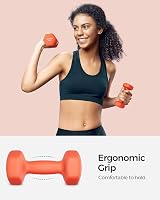 SONGMICS Dumbbells Set of 2 1 kg Hexagon Neoprene Coated Papaya Orange SYL902O01 view 4