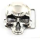 KLAMRA Nickel silver Skull belt buckle, handmade unisex solid German silver belt buckle, original design skull accessory