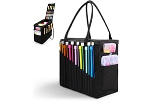 IFHFBI Yarn Holder for Crocheting, Crochet Bag Organizer, Crochet Bag with Knitting Crochet Accessories Supplies Needles, Knitting Bag Yarn Storage for Crochet Lovers (Black)