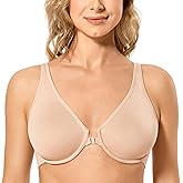 CALVENA Racerback Women's Front Closure Bra for Women Plus Size Seamless Unlined Underwire Plunge Bra