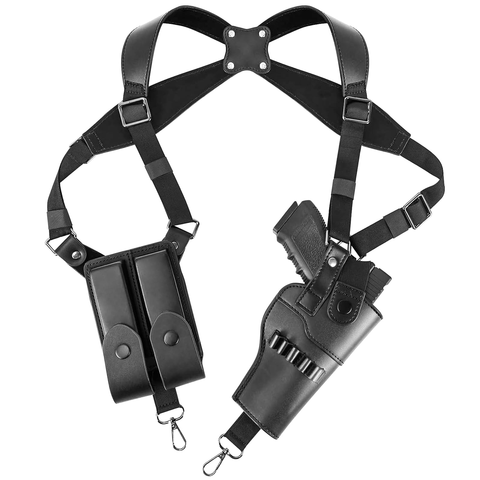 Photo 1 of Shoulder Holster, Adjustable Leather Shoulder Holsters for Concealed Carry with Double Magazine Pouch, Fit 1911, Glock 17/19/23, Beretta 92FS and More Pistols-for Right Hand