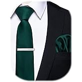 YourTies Skinny Ties for Men Satin 2.4" Slim Necktie with Pocket Square Tie Clip Set Solid Color Wedding Party Business