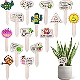 JUYRLE Funny Plant Labels - 15 Pack Garden Markers for Succulent Flowers, Greenery, Seedling Plants - Waterproof, Outdoor/Indoor Patio Tags, Garden Stakes