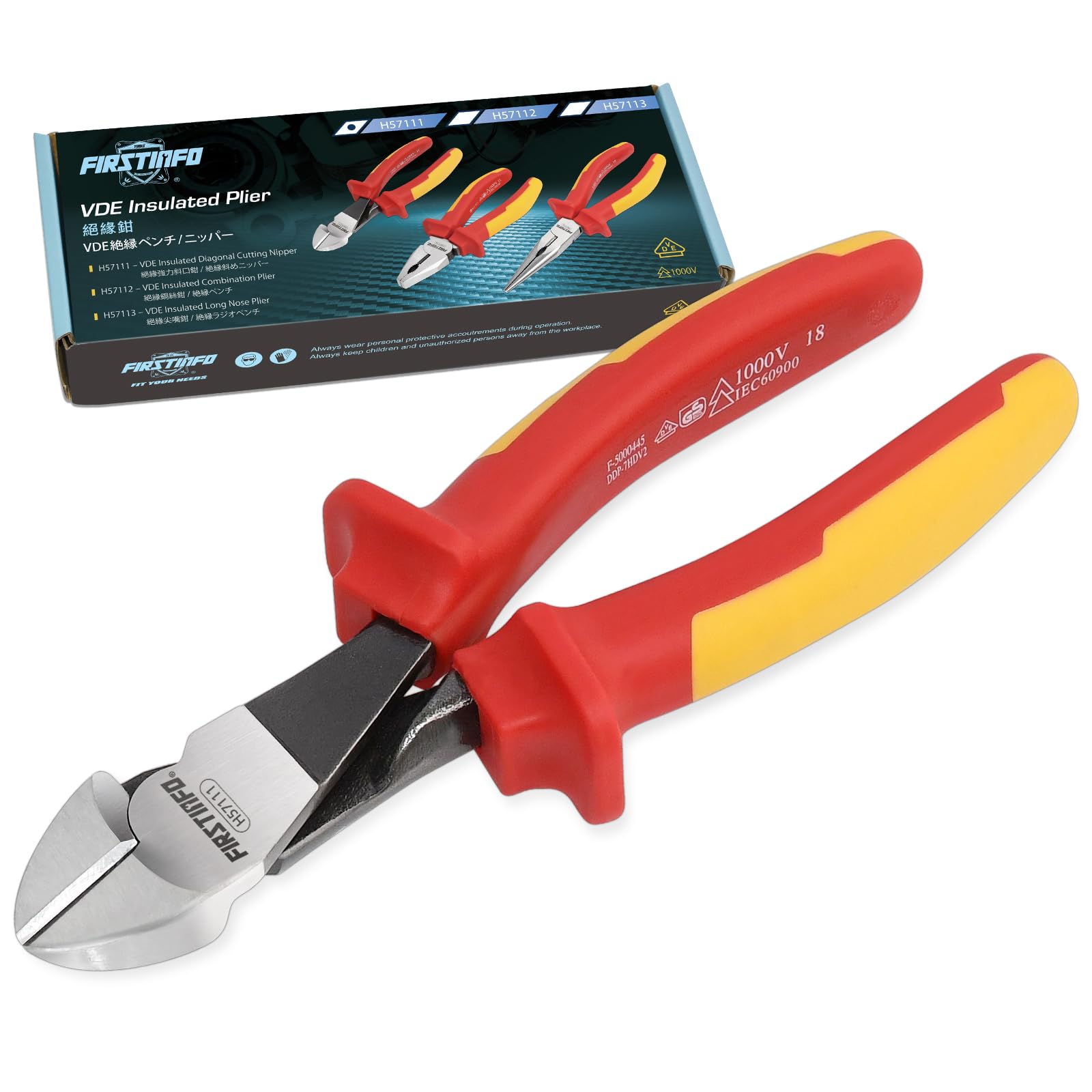 FIRSTINFO H57111 VDE Insulated Diagonal Cutting Plier