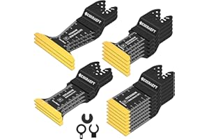 EXKRAEFT 18 PCS Titanium Oscillating Tool Blade, Professional Universal Multitool Blades for Wood Plastic Metal, Multi Tool Blades Kits Fit Dewalt Milwaukee Ryobi Rockwell Fein