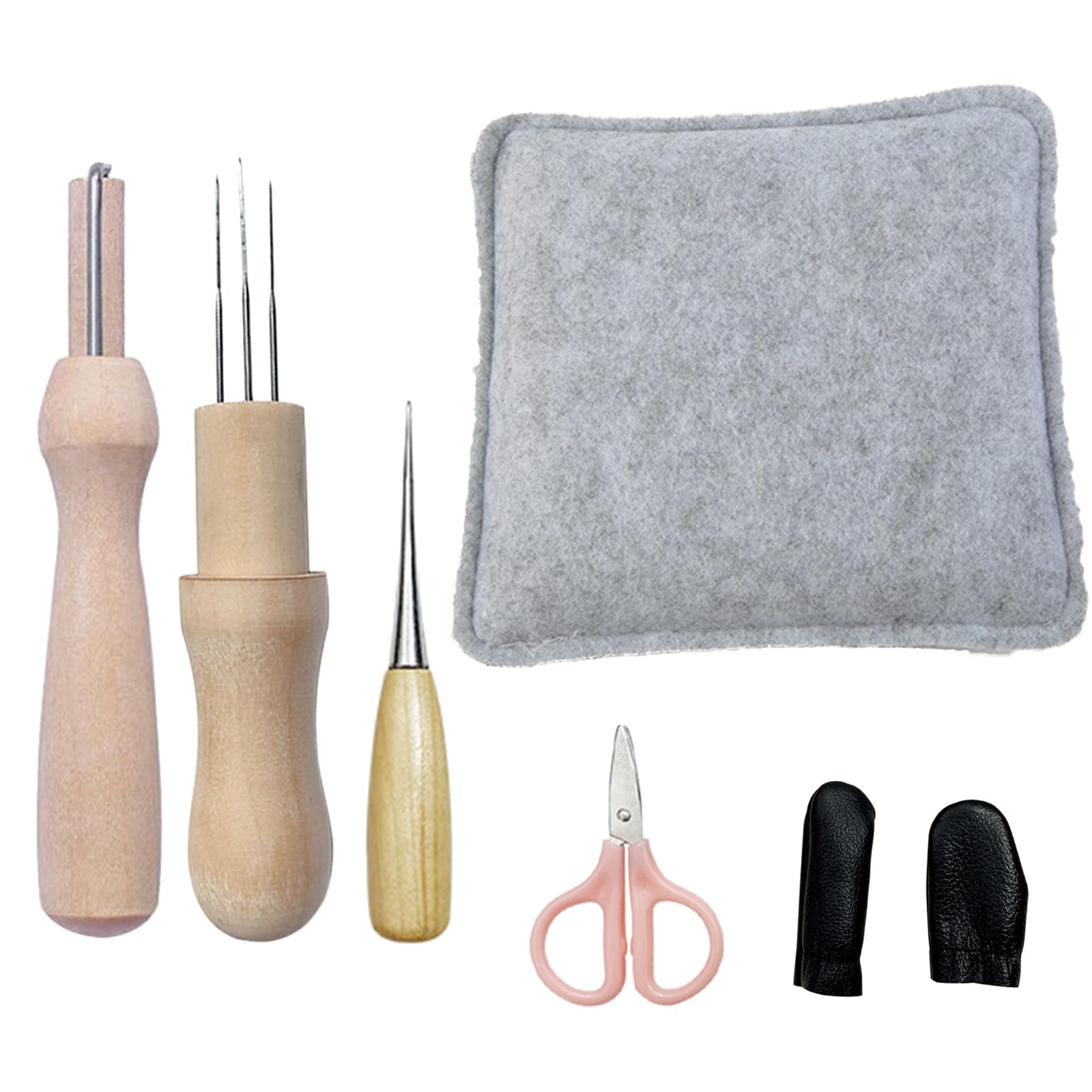 Felting Kit, Felting Needles, Felting Mat, Needle Felting, Needle Felting Pad, 1 PCS Needle Felting Mat and 2 Felt Needle, A Pair of Finger Cots, 5.9 X 4.92 X 1.38 Inch Needled Felting Mat Whit Feltin