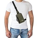 Peicees Small Crossbody Bag for Men Women Mini Sling Bag Travel Running Phone Daypack Cross Body Shoulder Bags, 2 Sizes, Small Army Green