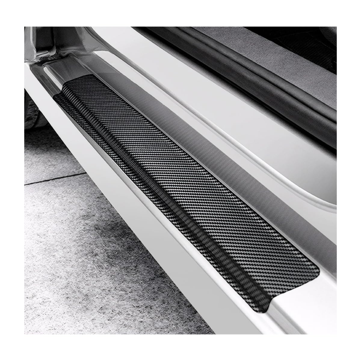 Photo 1 of Ohleats 4 PCS Car Door Sill Protectors, Anti Scratch Carbon Fiber Auto Threshold Cover Strips, Decorative Door Entry Edge Scuff Sticker Universal for Most Vehicles, Car Accessories (Black 5D)