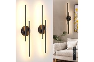Floisdace Battery Operated Wall Sconce Set of Two with Remote Control, Dimmable Stepless 3 Colors 3000K-6000K, LED Rechargeab