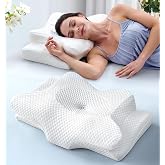 Emircey All-Night Support Cervical Neck Pillow for Sleeping, Orthopedic Contour Memory Foam Pillow for Side Sleepers,Cooling Bed Pillow for Pain Relief, Ergonomic for Back Stomach Sleepers, White