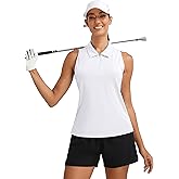 MathCat Womens Golf Polo Shirts, Sleeveless 1/4 Zip UPF 50+ Tennis Tank Top, Racerback with Collar Athletic Shirt Quick Dry