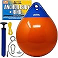 Anchor Buoy and Retrieval Ring, Inflatable Vinyl Boat Buoy Balls with Pump, Round Boat Mooring Buoys, Marker, and Anchor Float Ball for Rope, Sea, and Lake