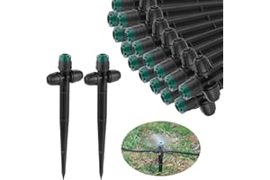 FOGWOWO Drip Irrigation Emitters Sprayers for 1/4" Tubing, Adjustable 360 Degree Water Flow Sprayer on 6.5" Arrow Stake for Garden Irrigation System(30Pcs Irrigation Sprayers)