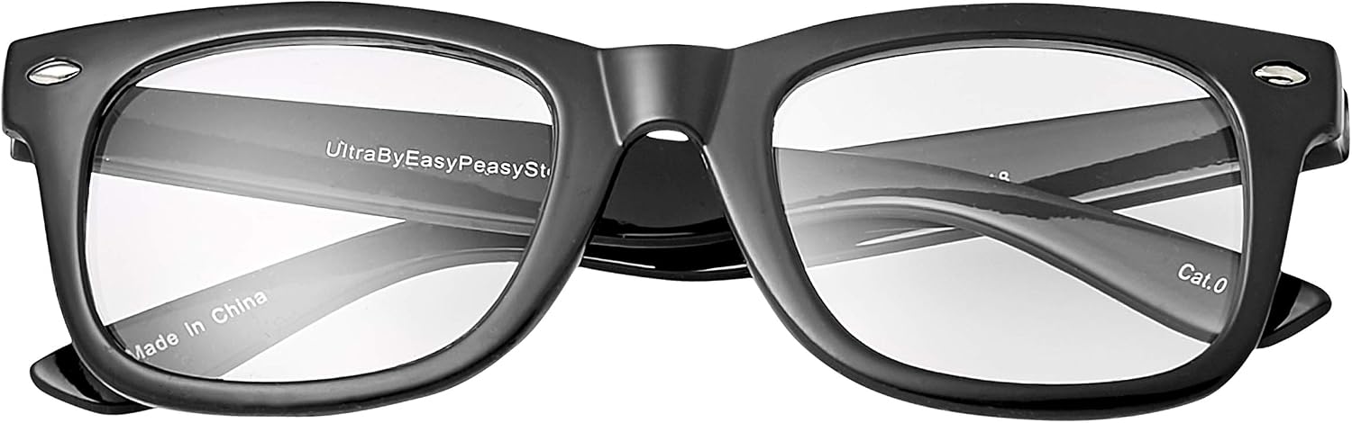 Black Childrens Classic Clear Lens Glasses Fames Fake Glasses Frames with Lenses for Fancy Dress World Book Day Boys Girls Nerd Glasses Geek Hipsters Style Kids Dress Up Costume Glasses - Image 3