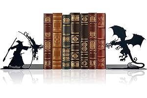 XYVERART Lord Decorative Bookends - Epic Fantasy Dragon & Wizard, The Rings Book Ends for Home Library & Office Decor, Fantasy Inspired by Lord Dragon Bookends, Unique Lord Gift for Fans (Matte Black, Large)