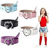 OZIO 5 Pcs Girls Belt Cute Heart Shape With Metal Buckle Elastic Stretch Adjustable Waist Belt for Girl Dress Pants Jeans