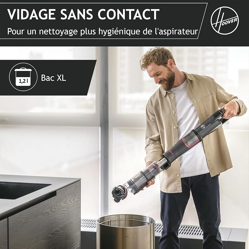 HFX10H Aspirateur Balai sans Fil Ultra Puissant avec Système Innovant Corner Genie pour Nettoyer Les Bords et Les Angles, Brosse Anti-Twist avec Eclairage LED