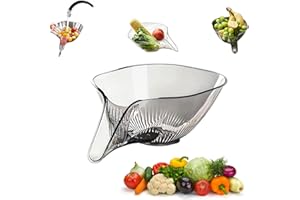 YOSTYLE Multi-functional Drain Basket, Drainage Basket Funnel, Fruit Cleaning Bowl with Strainer Container, Multifunctional Vegetable and Fruit Washing Drain Basket (Grey)