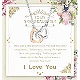 Alittlecare Granddaughter Necklace From Grandmom - Interlocking Heart Necklace Filled With My Love - Gift for Granddaughter On Birthday/Christmas/Mother's day/Graduation/Wedding/Valentines