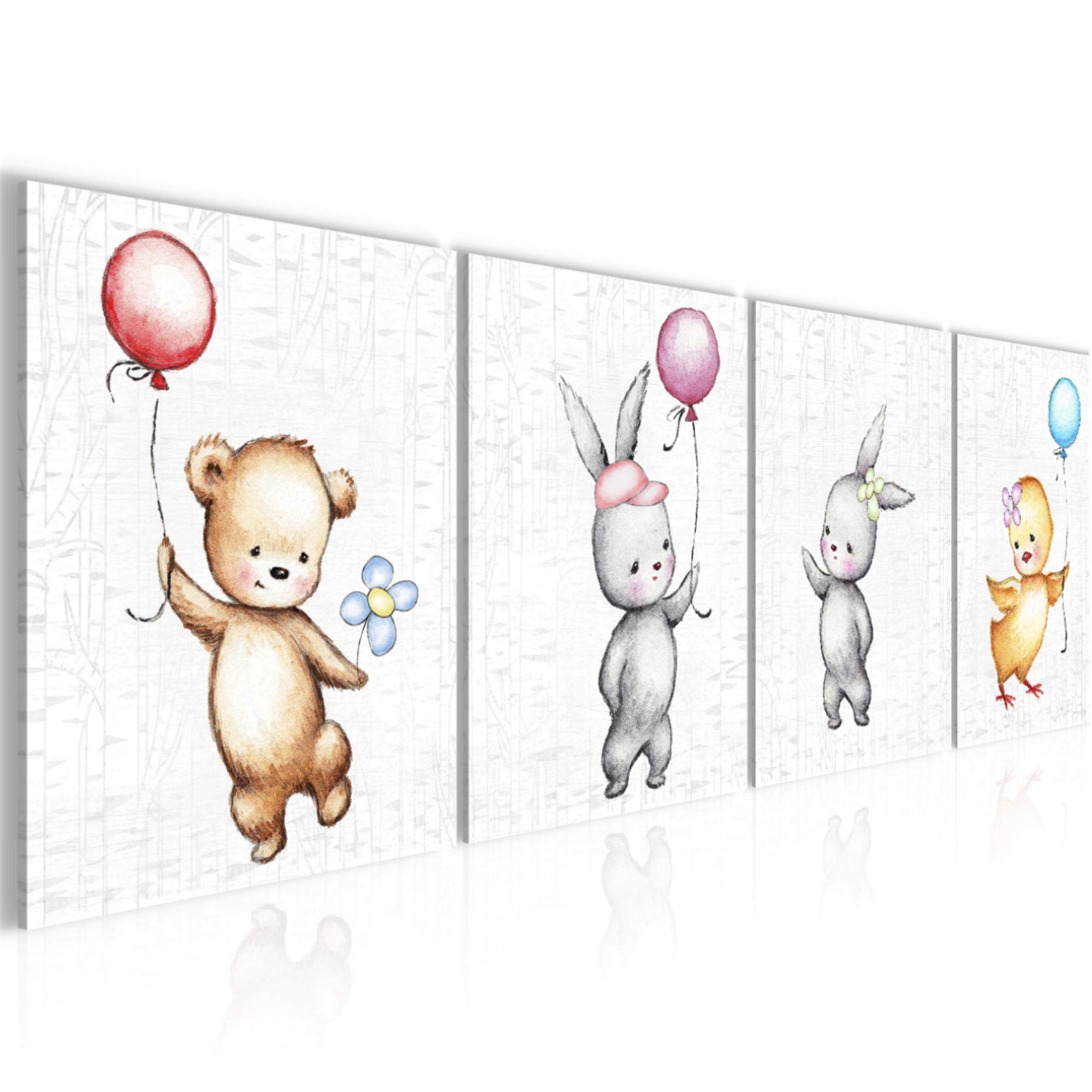 Runa Art Pictures Set Multi-PArt children'S animals Images XXL Living Room 160 X 50 cm White Multi Modern 0178a
