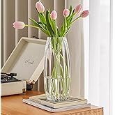 Large Flower Vase,11 inch,GIDARY Thickened Clear Ribbed Glass Vase for Bookshelf,Dinner Table,Indoor Office Desktop,Meeting Room,Home Christmas Day Decoration