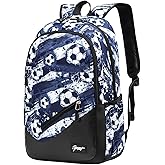 ETAISHOW Soccer-Print Boys Backpack for Kids, Elementary School Football Bag for Teens
