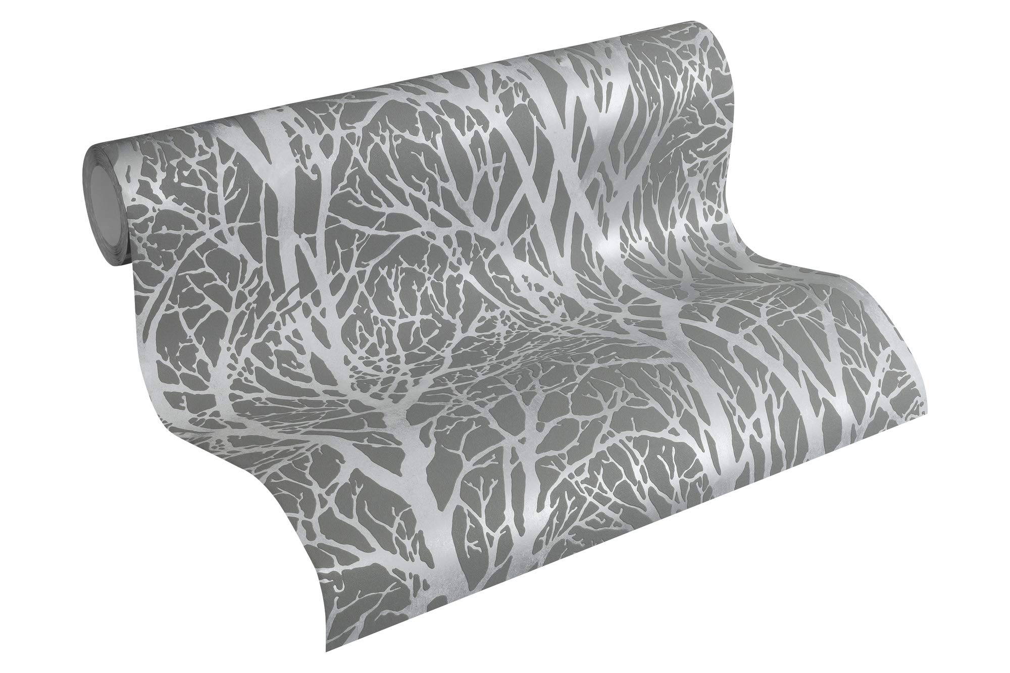 Tree Branches Wallpaper Dark Grey And Silver AS Creation 30094-3, 10.05 m x 53 cm