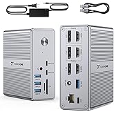 TobenONE DisplayLink Docking Station 3 Monitors with 120W Power Adapter | Triple/Quad 4K@60Hz Displays,for MacBook Pro/Air, T