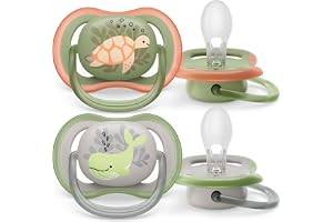 Chupeta Ultra Air Dupla 6-18 Meses Philips Avent Decorada Verde e Cinza - Baleia/Tartaruga