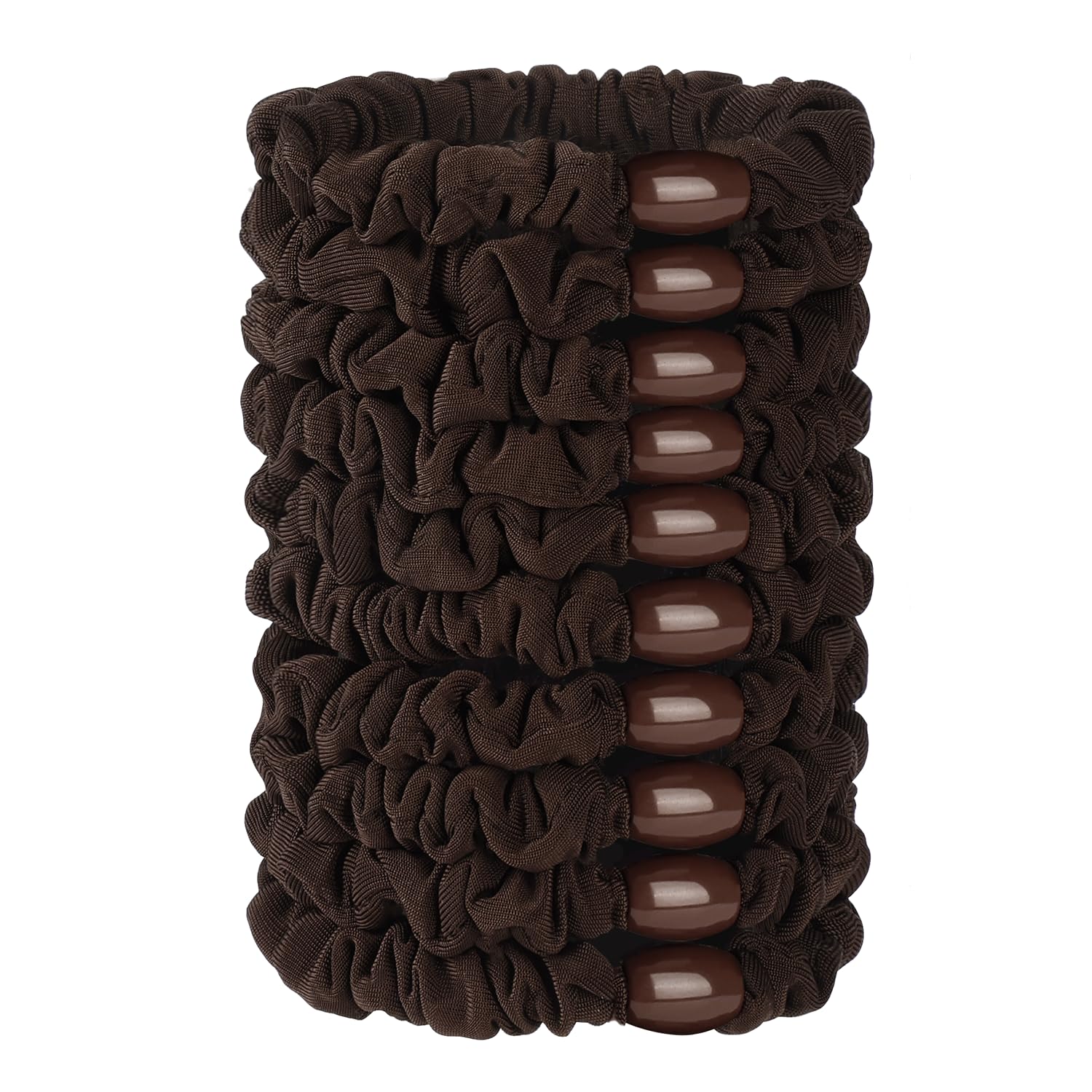 JessLab Scrunchy Hair Ties, 10 Pcs Silk Satin Hair Ties Ponytail Holders Gentle Elastic No Damage Scrunchies Hair Bands Stretchy Hair Accessories for Girls Women Ladies, Brown