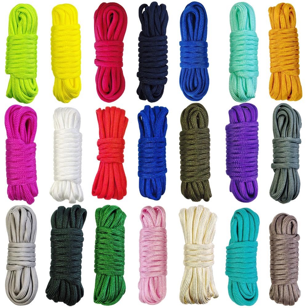 Photo 1 of 21 Colors Paracord (10FT Each Color), 550lb Parachute Cord Combo Kit for Crafting Bracelets, Lanyards, Dog Collars (21 Colors PureA, 10FT)