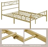 Yaheetech 4ft6 Double Bed Frame Cloud Headboard Metal Slats 363kg Gold view 8