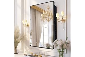 Habison Bathroom Medicine Cabinet with Mirror, 20x30 inch Metal Black Recessed Medicine Cabinet with 3 Adjustable Metal Shelv