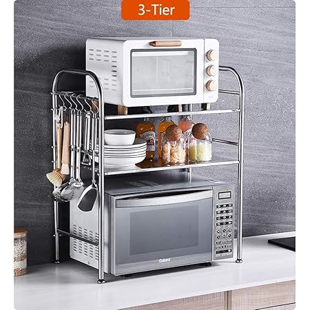 QING Cromo del Horno microondas Estante de Soporte de la ...