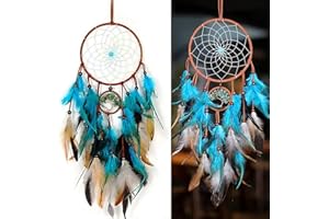 MYTOAU Dream Catcher Tree of Life Double Circle Handmade Traditional Feather Dreamcatcher Nursery Wall Art Craft Hanging Boho