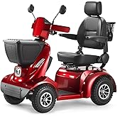 45 Miles Long Range Heavy Duty 4 Wheel Mobility Scooter for Seniors &amp; Adults, 500 lbs Capacity, Electric Powered Chair with 1000W Motor, Off-Road Shock Absorbers, All-Terrain Fast Travel (Red)