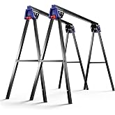 WORKPRO Folding Saw Horses 2 Pack, Heavy Duty Metal Sawhorse Supports 1800 lbs per Pair, Portable Foldable Work Stand with Lock &amp; Carry Design for Woodworking, Garage, Workshop &amp; Jobsite