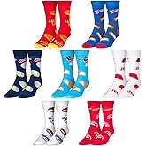 Crazy Socks - Hostess Snacks Crew Sock Value Bundle - 7 Pack Fun Food Themed Gift Set -Size Large for Men & Women- Ding Dong Twinkies Honey Buns Moon Pies -Cozy Daily Wear For Fans Birthdays Holidays