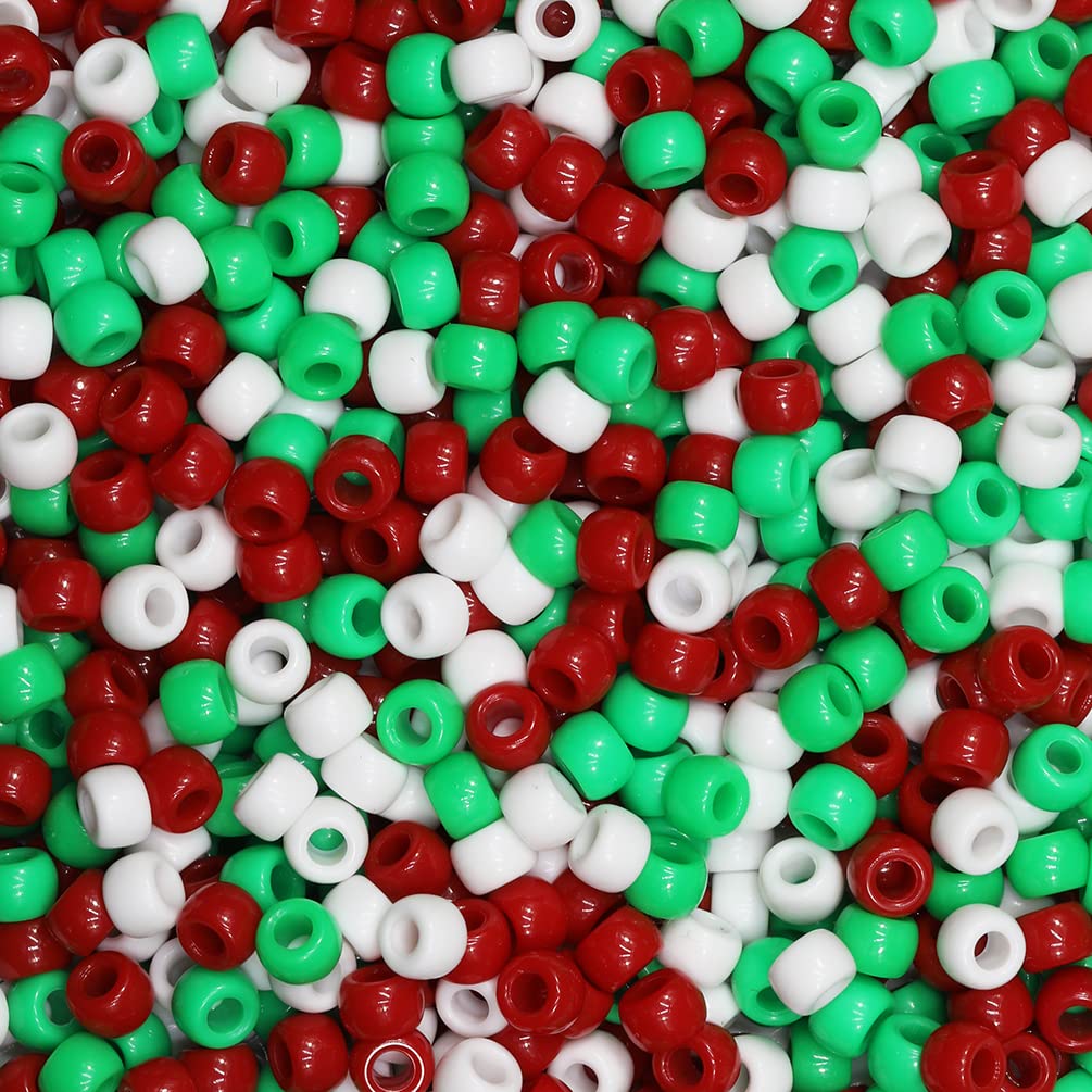 Tibaoffy Crafts Red White and Green Mix Beads 6x9mm,Pony Beads Total About 1000pcs — image 1
