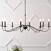 JONATHAN Y 40" Oil Rubbed Bronze 8-Light Bohemian Farmhouse Iron Chandelier, Rustic Candle-Style LED Hanging Light for Dining