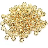 600 Pcs 4mm Alloy Flower Spacer Beads Mini Metal Daisy Beads Loose Beads for Bracelets Necklaces Earrings Jewelry Making and DIY Crafts (Gold)