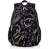 YPPAHHHH School Backpack for Boys Girls, Colorful Music Note Elementary School Bags Musical Notes Lightweight Bookbag Laptop Backpack Casual Daypack Rucksack for Kids Teens